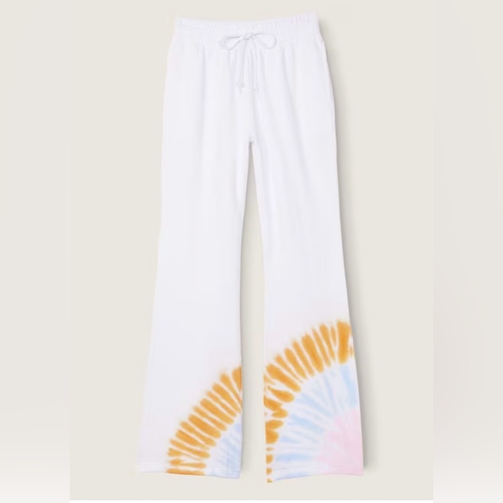 Victoria’ Secret PINK Optic White With Placed Tie Dye High Waist Flare Jogger